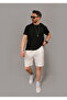 Men's White Regular Cut Combed Cotton 100% Organic Cotton Summer Shorts with Pockets - 3