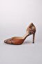 Brien Tan Color Snake Pattern Combination Women's Stiletto Heeled Shoes - 5