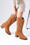 Fabia Tan Color Suede Women's Below the Knee Boots - 6