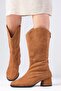 Fabia Tan Color Suede Women's Below the Knee Boots - 2