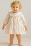 Baby Girl Ecru Color Soft-Textured Holiday Dress - 100% Cotton Romantic Design