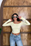 Yellow – Asymmetrical Cut Finger-Loop Detail Blouse - 4