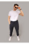 Men's Navy Blue Parachute Fabric Regular Fit Elastic Leg Pocket Zippered Sweatpants - 6
