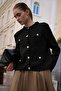 Black Cardigan with Boucle Texture - 5