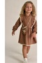 Girl's Long-Sleeved Seasonal and Winter Holiday Dress with Bag and Lace (2-3-4-5 Years Old) - 3