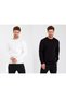 Men's Slim Fit Crew Neck Pack of 2 Plain Unprinted 3 Thread Sweatshirts White Black - 2