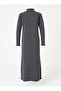 Ruffle Detailed Turtleneck Knitwear Hijab Dress - Anthracite - - 5