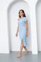 Women's Baby Blue Slim Fit Accessory Detailed Midi Dress - 2