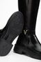 Women's Black Leather Stretch Buckle Detailed Boots - 3