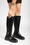 Women's Black Leather Stretch Buckle Detailed Boots - 4