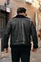 Collar Sleeve Fur Men's Suede Leather Coat --1628-- - 6