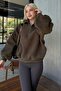 Khaki Plush Zipper Collar Sweatshirt MG1413 - 5