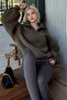 Khaki Plush Zipper Collar Sweatshirt MG1413 - 7
