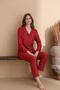 Heart Pattern Suede Knitted Long Sleeve Women's Buttoned Pajama Set - 2
