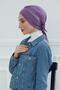 Comfortable Combed Cotton Bonnet with Belt, Purple 2, B-31 - 4