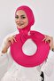Ninja Bonnet Turban with Detachable Bow on the Back, S-5, Fuchsia - 4