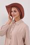 Combed Cotton Bonnet Turban with Detachable Bow on the Back, S-4, Cinnamon - 5