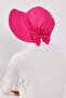 Combed Cotton Bonnet Turban with Detachable Bow on the Back, S-4, Fuchsia - 5