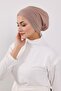 Combed Cotton Bonnet Turban with Detachable Bow on the Back, S-4, Mink - 6