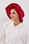 Combed Cotton Bonnet Turban with Detachable Bow on the Back, S-4, Burgundy - 8