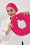 Combed Cotton Bonnet Turban with Detachable Bow on the Back, S-4, Fuchsia - 4