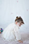 Baby Girl Kid's Long Sleeve Ruched Bow Ruffled Party Wedding Birthday Eid Dress - 4