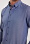 Navy Blue Men's Oxford Shirt - Slim Fit, Long Sleeve, Buttoned Collar - 3