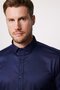 Slim Fit Long Sleeve Lycra Plain Cotton Satin Men's Navy Blue Shirt