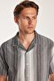 Relax Fit Oversize Flowy Comfortable Fit Striped Linen Effect Men's Shirt - 2