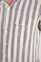 Men's Regular Fit Classic Cut Short Sleeve Apaş Collar Striped Pocket 100% Cotton Shirt - 3