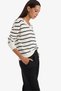 Relax Fit V-Neck Striped Knitwear Ecru Women's Sweater A2359Ax/Er105 - 5
