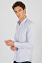 Modern Slim Fit Long Sleeve Cotton Easy-Iron Dobby Men's Blue Shirt - 2