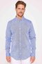Navy Blue Linen Premium Series - Slim Fit Slim Fit Sports Shirt, Long Sleeve and Button Collar - 2
