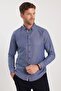 Navy Blue Men's Oxford Shirt - Slim Fit, Long Sleeve, Buttoned Collar - 5