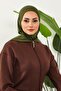Combed Cotton Women's Ready-Made Bonnet with Hood and Concealer Feature, B-89P, Khaki - 5