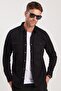 Slim Fit Long Sleeve Casual Denim Jeans Men's Black Shirt