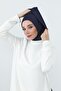 Combed Cotton Women's Ready-Made Bonnet with Hood and Concealer Feature, B-89P, Navy Blue - 4