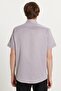 Men's Regular Fit Classic Cut Short Sleeve Cotton Single Pocket Dobby Gray Shirt - 5