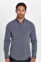 Men's Slim Fit Long Sleeve Cotton Easy-Iron Striped Gray Button-Down Collar Shirt - 4