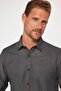 Modern Slim Fit Long Sleeve Cotton Easy-Iron Dobby Men's Gray Shirt - 3