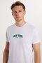 Men's Slim Fit Slim Fit 100% Cotton Soft Texture Printed White Crew Neck T-Shirt