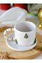 Handmade Ceramic Mug with Christmas Pine Tree Figure and 24K Gold Decoration 170ml - 4