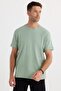 Unisex Relax Fit Relaxed Fit 100% Cotton Soft Textured Lightweight Thick Green Crew Neck T-Shirt - 5