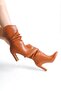 Mbsr606-Tb Women's Pointed Toe Gusseted Tan Heeled Boots & Bootie - 4