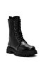 Black Leather Women's Boots - Lace up and Zipper 24WFD 185518 - 6