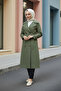 Khaki - 100% Cotton (120cm) Full-Fit Women's Hijab Trench Coat - 6
