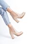 Mbzfr5010D-N Women's Nude Thick Heeled Short Boots & Booties with Elastic Sides - 3