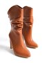 Mbsr606-Tb Women's Pointed Toe Gusseted Tan Heeled Boots & Bootie - 8