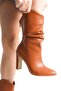 Mbsr606-Tb Women's Pointed Toe Gusseted Tan Heeled Boots & Bootie - 6