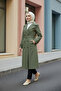 Khaki - 100% Cotton (120cm) Full-Fit Women's Hijab Trench Coat - 2
